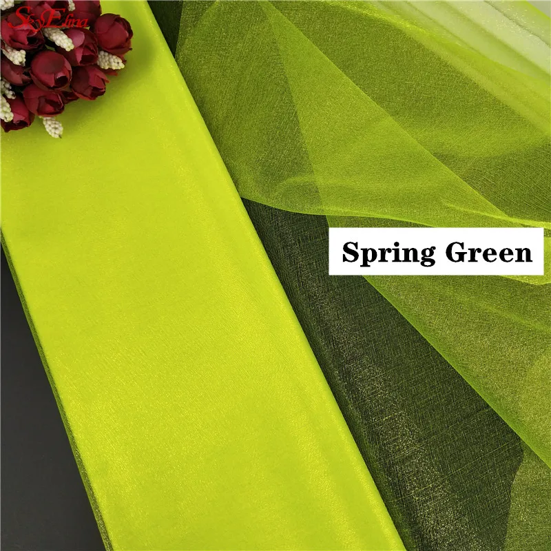 spring green 48 см* 10 м тюль рулон Тюль занавески домашний декор тюль пачка свадебное украшение платье шелковая органза DIY вечерние принадлежности 5Z - Цвет: spring green