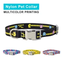 nylon printing dog cat basic collar adjustable colorful comfortable and soft pet chain walking running fashion pet accessories