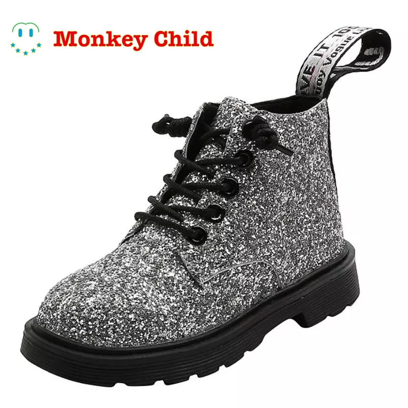 

Классические короткие модные ботинки для девочек, кожаные детские ботинки со шнуровкой, резиновые удобные детские зимние ботинки, кроссовк...