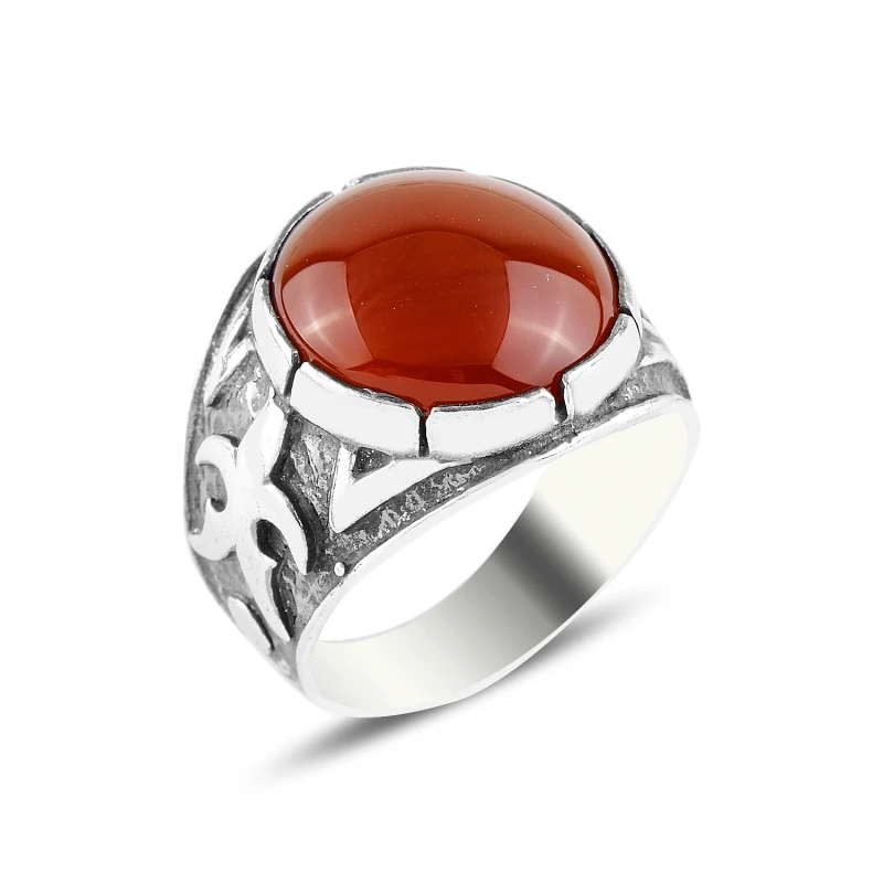 

Silverlina Silver Red Agate Stone Ring