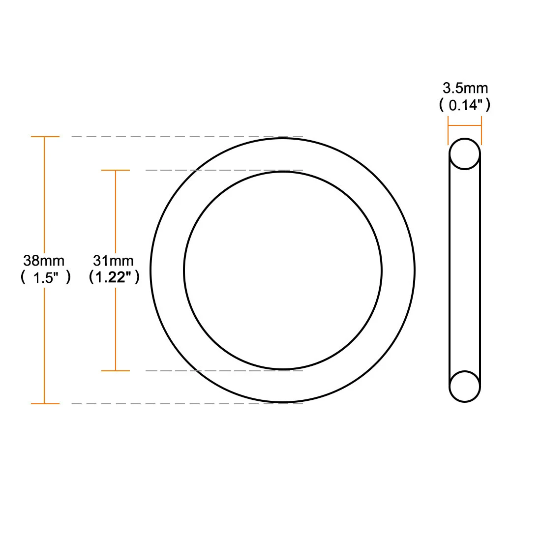 

Uxcell 10 Pcs 3.5Mm Black Silicone O Rings Oil Seals Gaskets Id . | 26mm | 27mm | 28mm | 29mm | 30mm | 31mm