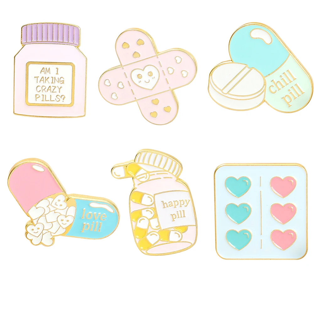 

Medical Supplies Brooch Mini Love Band-Aid Medicine Bottle Cute Pills Enamel Button Pins Nurse Doctor Patient Badge Gift Jewelry