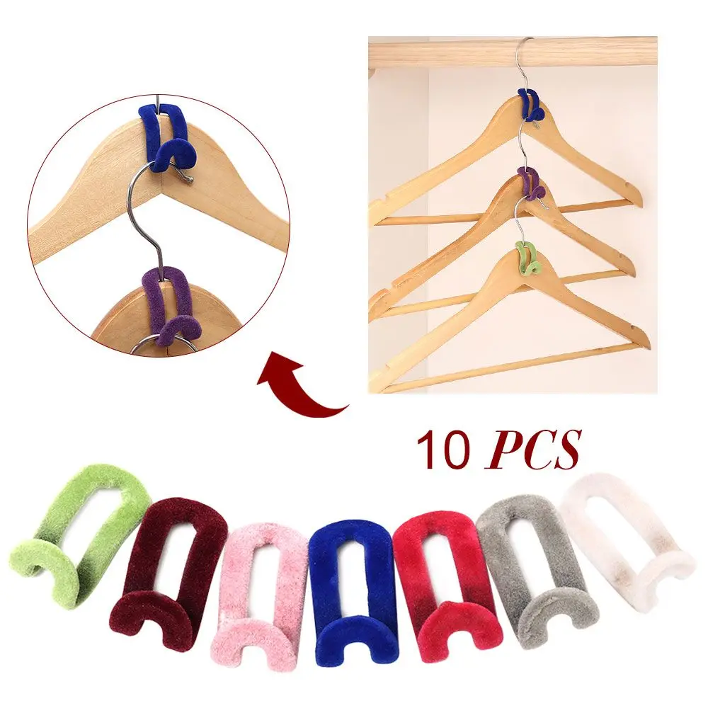 

10PCS Creative Easy Hook Household Home & Living Flocking Clothes Rack Clothes Hanger Closet Organizer Storage Holder