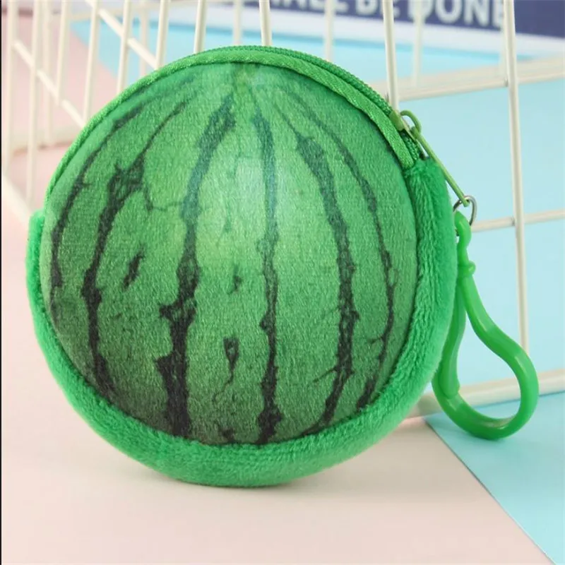 watermelon Креативный 3D плюшевый Кошелек для монет имитация фруктов сумка для монет милые портативные весы с крюком Дамский мини бумажник для монет - Цвет: watermelon