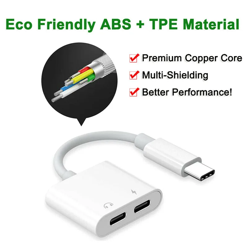 Тип-c цифровой аудио конвертер 2 в 1 разъем для наушников сплиттер адаптер быстрой