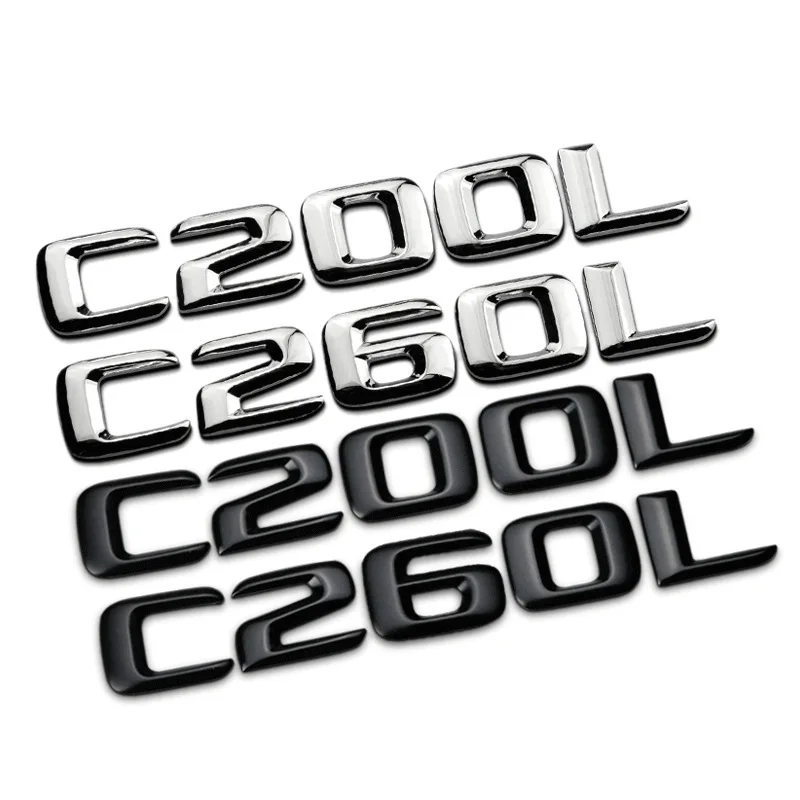 

1 PCS C200L C300L C260L C63 Letter Number Emblem Trunk Logo Sticker Black for Mercedes Benz AMG 4MATIC A260 CLA200 Car Styling