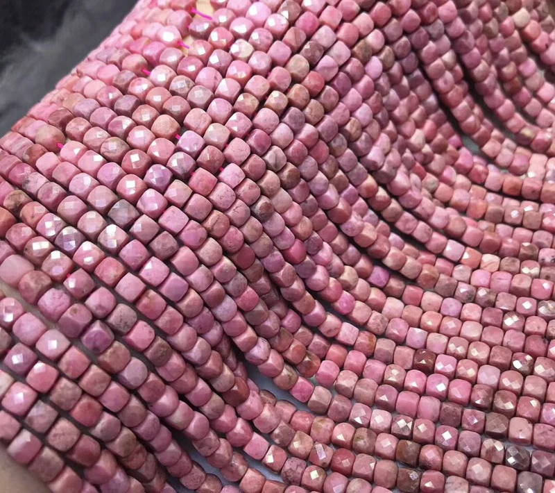 

Natural rhodonite Cube Beads Charm rock crystal Hand Cut Square Perle Gemstone For Jewelry Making DIY bracelet Necklace