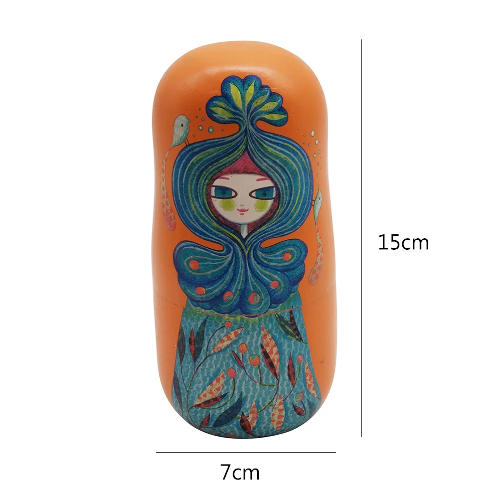 

5Pcs/Set Cute Girl Wooden Russian Matryoshka Nesting Doll Puzzle Toy Craft Gift Christmas New Year Gift Handmade Crafts