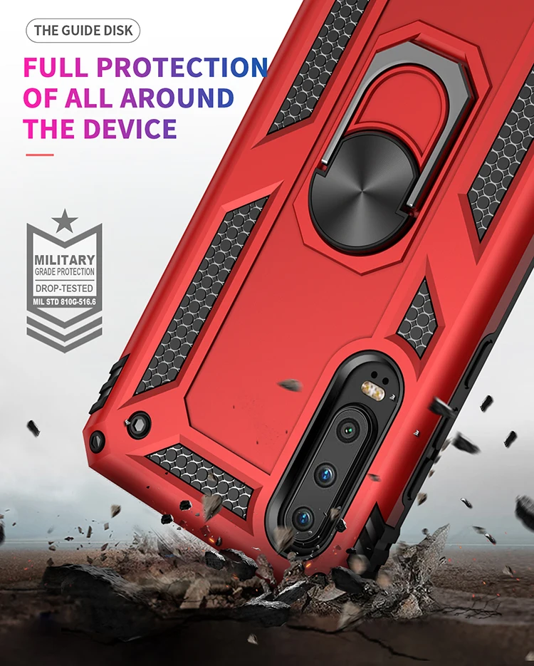 

Rugged Armor Case For Huawei Honor 10 P20 P30 Lite Pro Nova 4e 3e P Smart 2019 Protective Shockproof Stand Ring Phone Case Cover