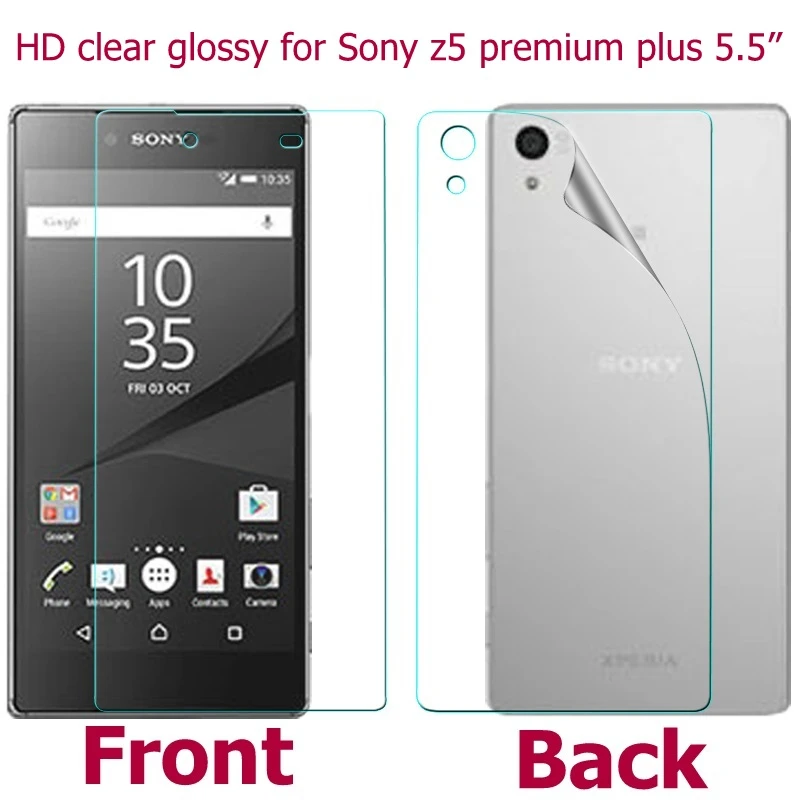 Прозрачная глянцевая пленка HD для Sony Xperia Z5 Premium Plus 5 дюйма передняя + задняя