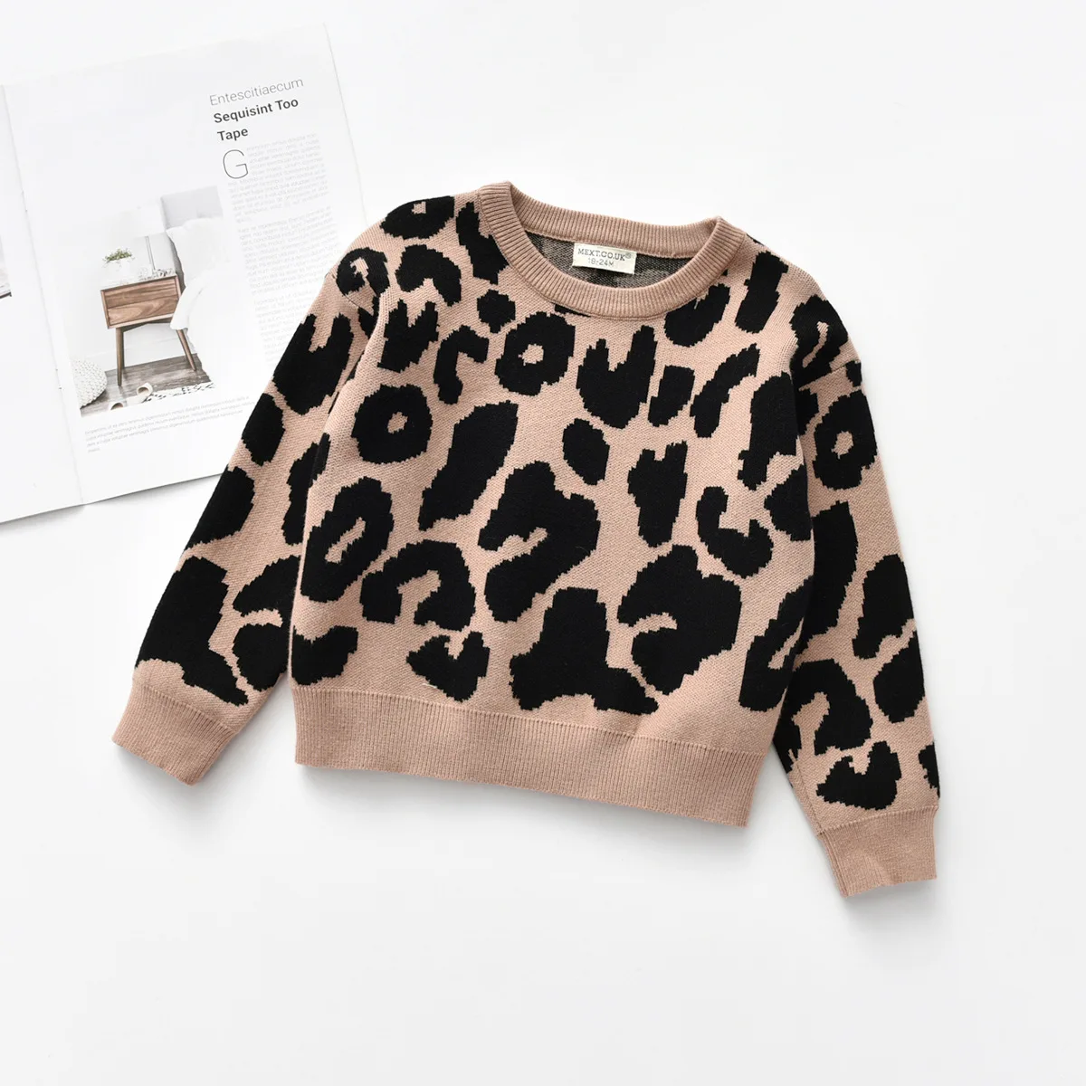

fashion leopard print girls sweaters fall winter kids knitted wear pullover children's clothes