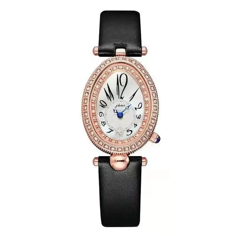 

2021 Best Selling New Grandmother Emerald Gem Shape Goose Egg Shape Diamond Belt Watch Female