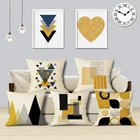 Наволочка для подушки, желтого цвета, с геометрическим рисунком, в скандинавском стиле, круглая, треугольная, с оленем, сердцем, подушка для автомобиля, офиса, спальни, Подарочные подушки
