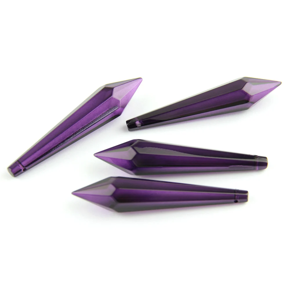 Темно-фиолетовая хрустальная люстра K9 подвески с призмами граненые стеклянные