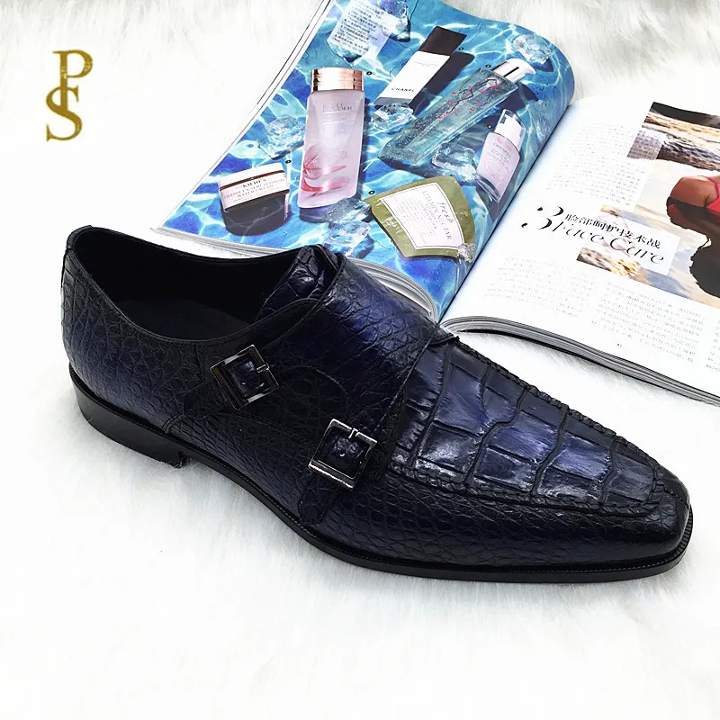 Туфли мужские из кожи аллигатора итальянская кожаная подошва чистая ручная