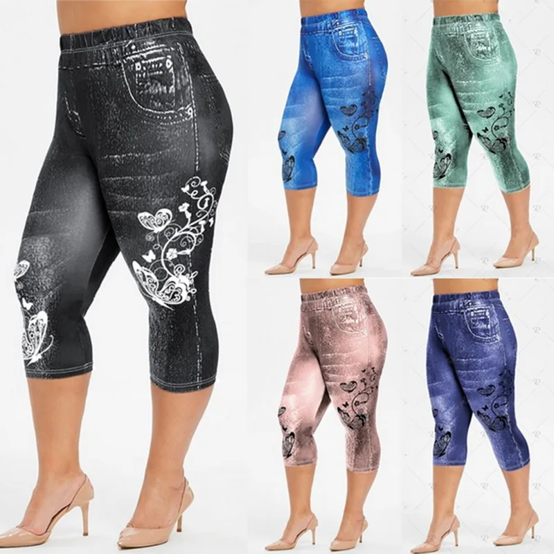Модные женские леггинсы с цветочным принтом узкие брюки для йоги 2020 3XL размера
