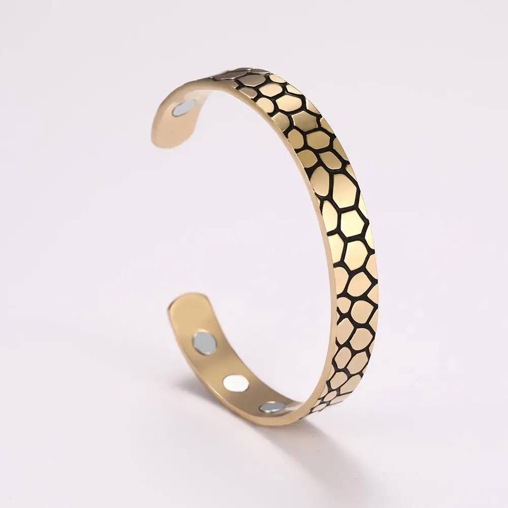 Мужской и женский браслет из нержавеющей стали магнитный с тиснением под