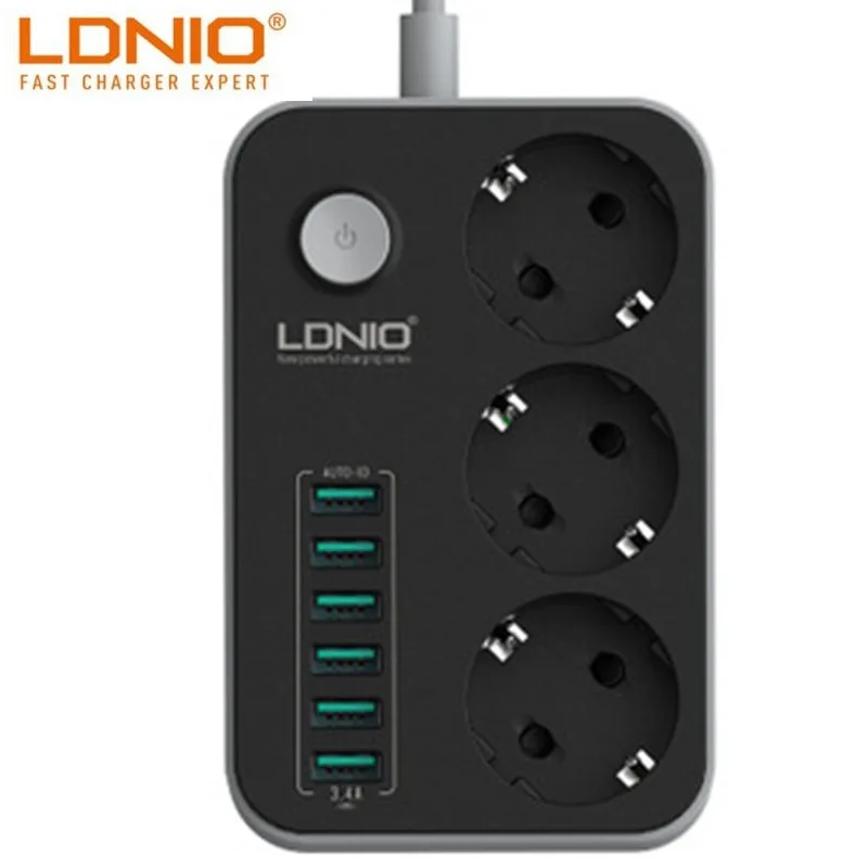 USB-удлинитель LDNIO с 6 USB-портами 5 В 3 4 А розетки переменного тока удлинитель
