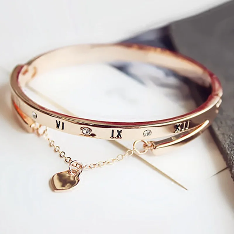 

European and American exaggerated Roman numerals tassel heart bracelet temperament wild fashion jewelry women