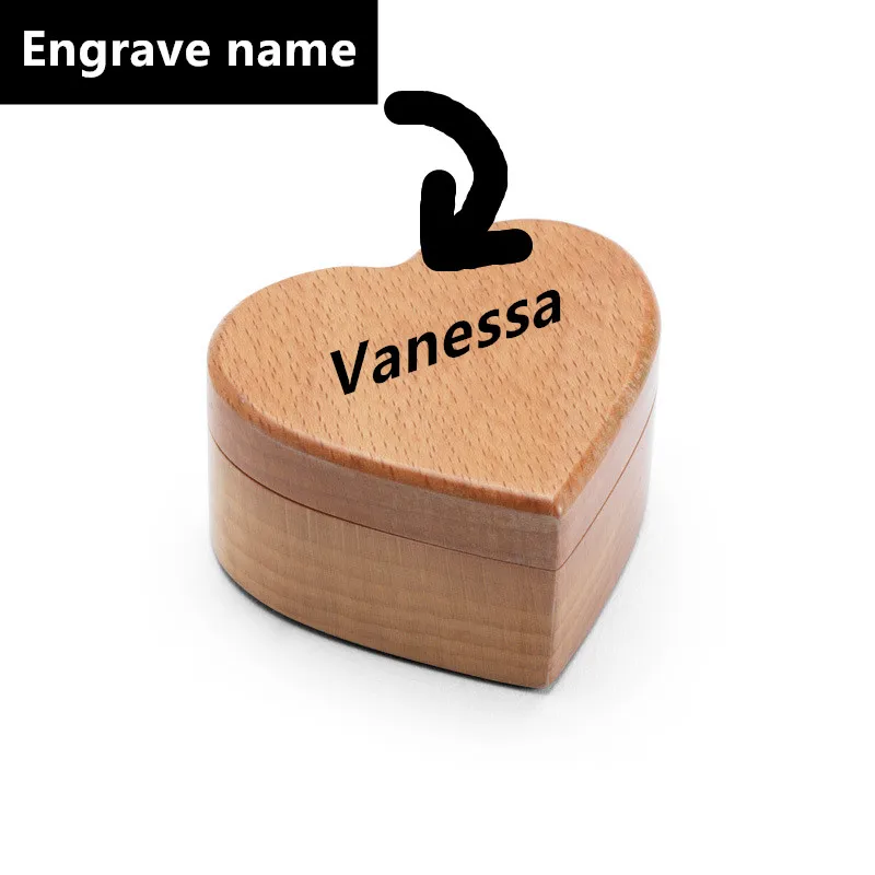 

Ring Box Custom Engrave Name/Logo Wooden Proposal Wedding Small Solid Wood Jewelry Box Storage Box Rretro Portable