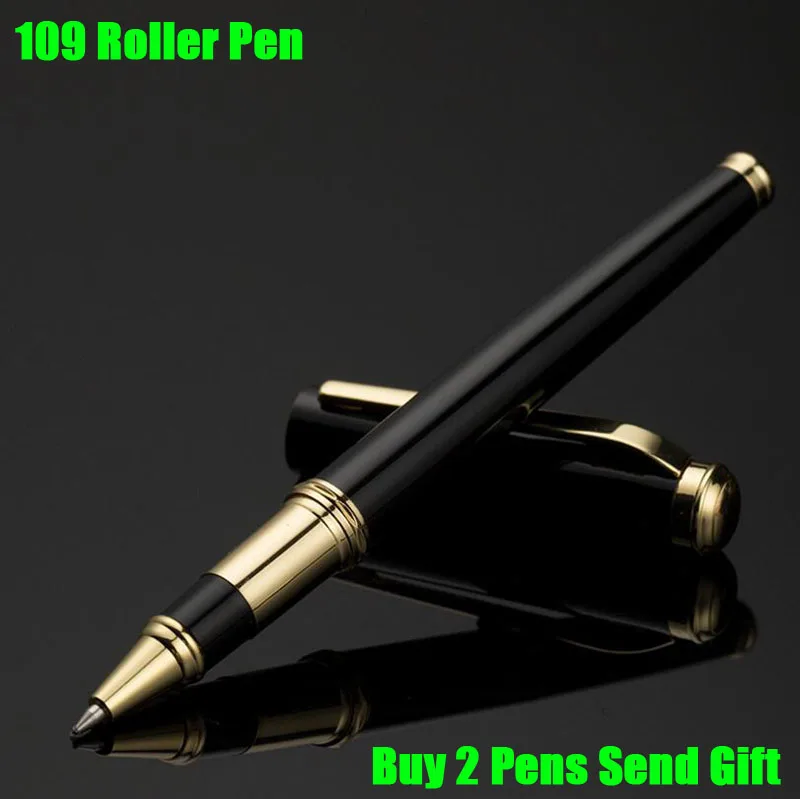 109 Black Roller Высокое качество, Роскошный деловой металлический роллер, шариковая ручка, фирменный герой, подарочная ручка для письма, купить 2 ручки, отправить подарок - Цвет: 109 Black Roller