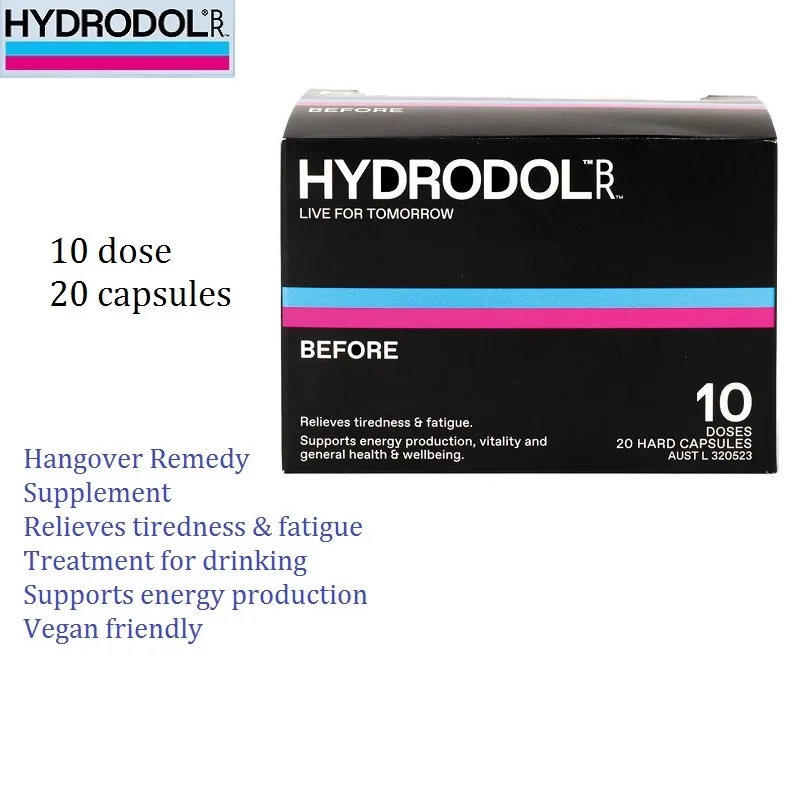 

Hydrodol Before 10 Dose Drunk Hangover Remedy Supplement Drinking Health Liver Detoxification Alcohol Metabolism Fatigue Vegan