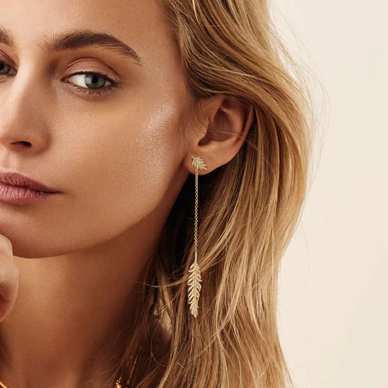 2019 новые AB Дизайнерские Длинные серьги асимметричные из перьев для женщин