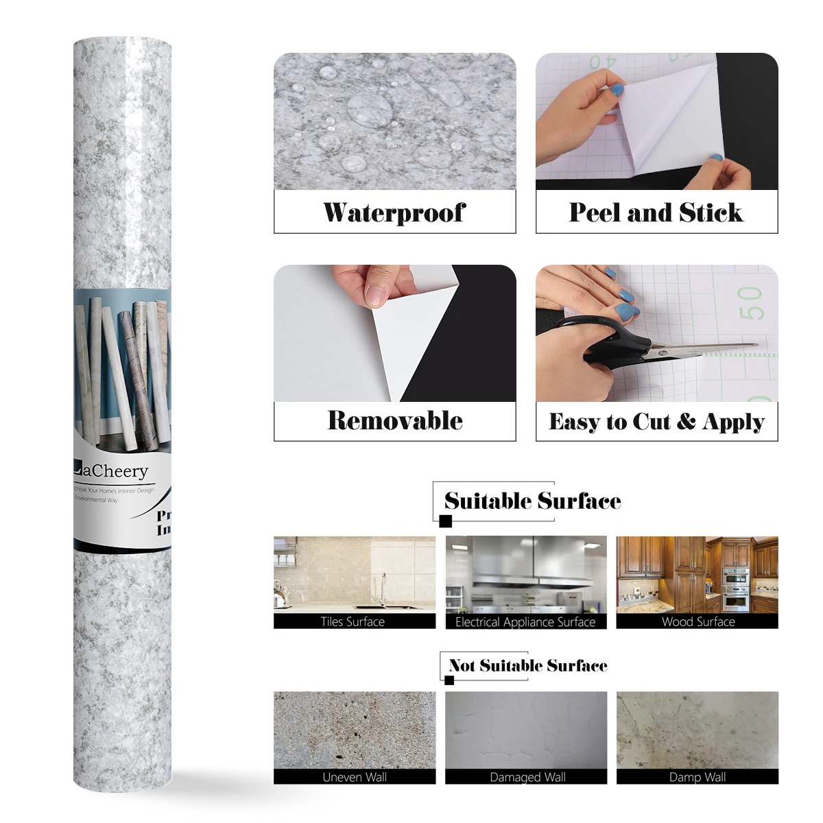 

Waterproof Marble Modern Wallpapers Removable Kitchen Oil-proof Wall Stickers Home Decor Self Adhesive for Bathroom Walls Decals