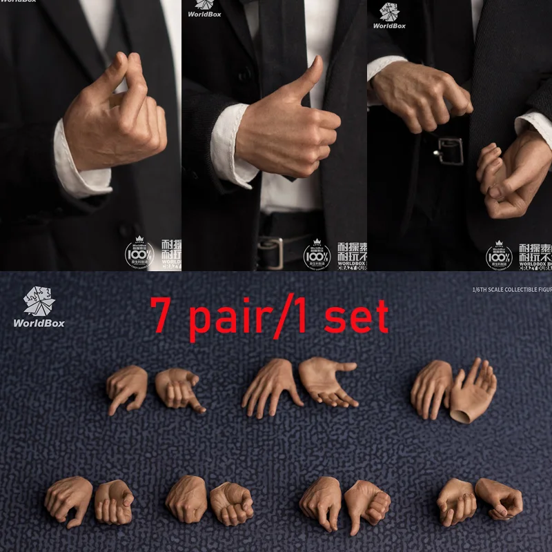 

IN STOCK Worldbox 1/6 Scale male soldiers New edition 7 pair hand model 2.0 fit TBLeague Phicen JIAOU action figure