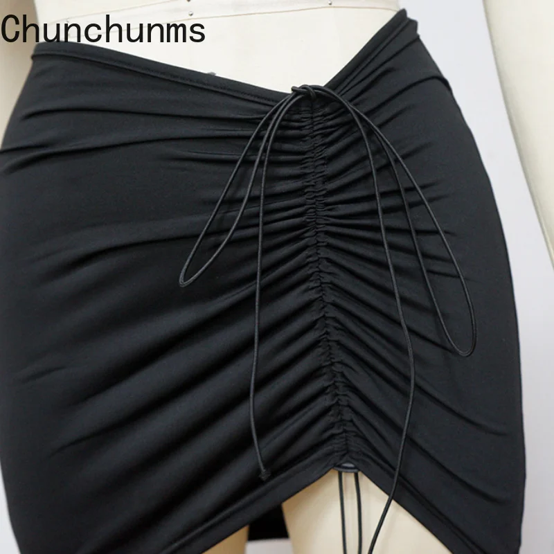 

Solid Skew Collar Backless Crop Top Tank+Drawstring Ruched Mini Skirt 2 Piece Set Night Club Outfits For Women Summer Cloth