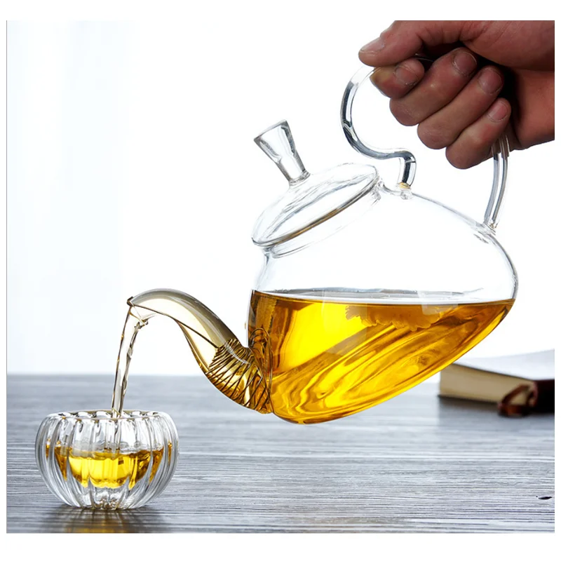 

1pc 260ml,600ml,800ml Heat Resistant High Handle Tea Pot 4 pcs cups Flower tea Coffee Glass Tea Pot/Blooming Glass Teapot
