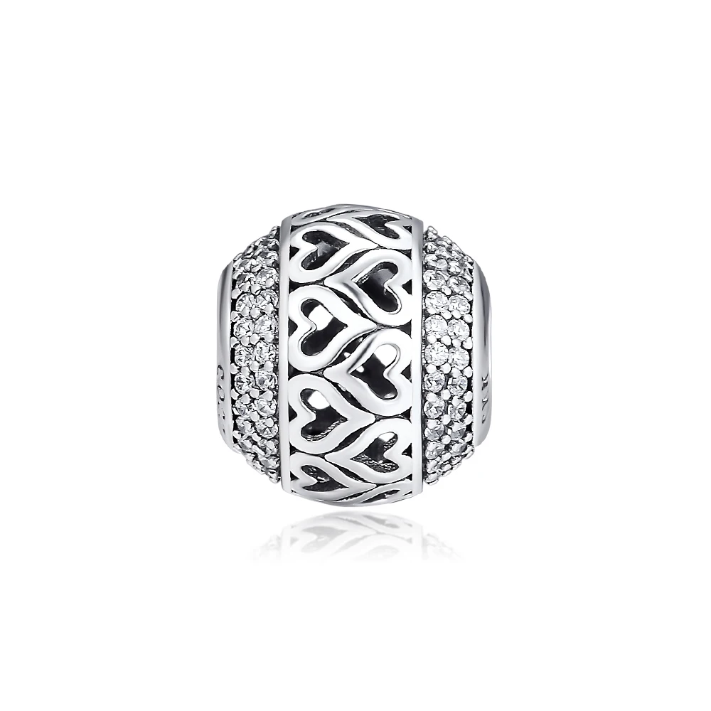 

CKK Love Around Ball Charms Fits Pandora Bracelet 925 Sterling Silver Clear CZ Beads for Jewelry Making Berloques Kralen