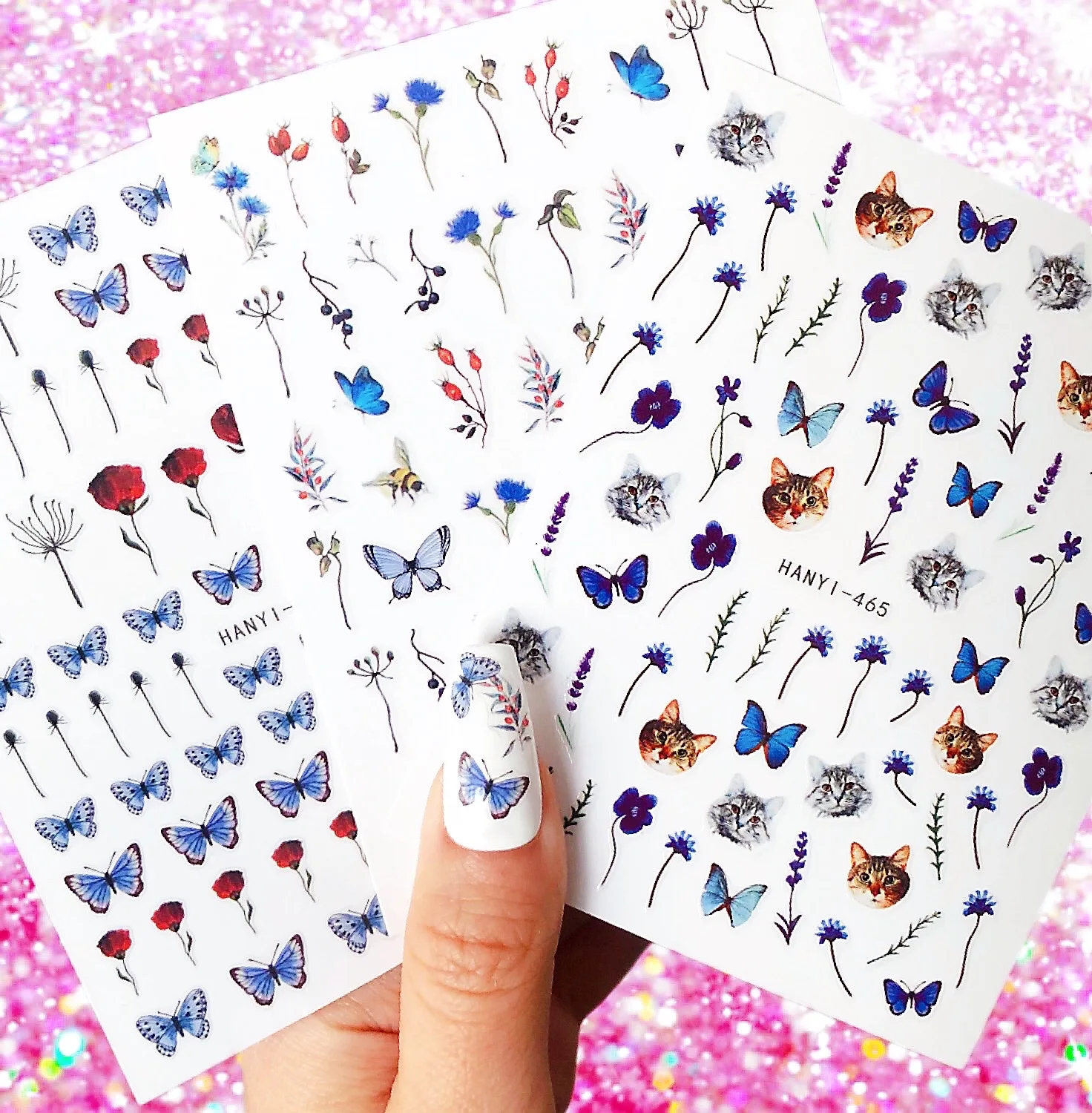 

1sheet nail sticker Butterfly Design Nails Art Manicure Back Glue Decal Decorations Nail Sticker For Nails Tips Beauty HL21