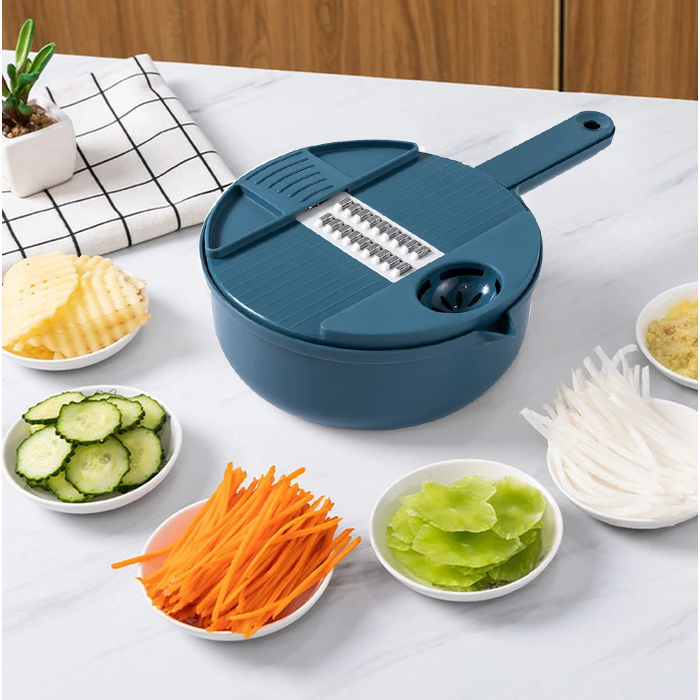 

12 In 1 Vegetable Cutter Multifunctional Potato Peeler Fruit Slicer Grater Shredder Drain Basket Slicer Kitchen Gadgets Supplies