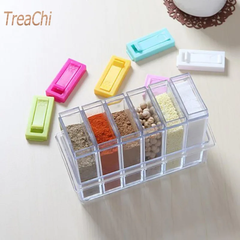 

Creative Kitchen Household Products Seasoning Box Set Plastic Transparent Seasoning Box 6 Style Flavor Tank Storage Box