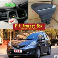 for honda fit jazz 2nd generation armrest box center console central store content storage box with cup holder ashtray usb
