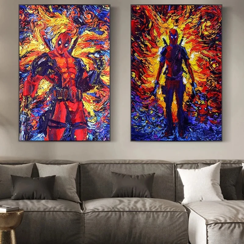 Картина на холсте из комиксов Marvel Мстители Дэдпул Росомаха постер с рисунком