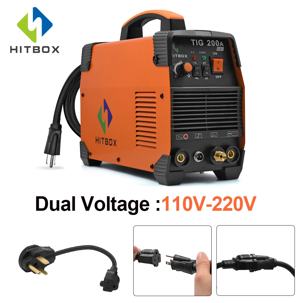 HITBOX Tig сварочный аппарат WSE 200A TIG MMA 110V 220V Argon Tig 2T 4T сварочный аппарат с контролем, нержавеющая сталь, железо, технология IGBT