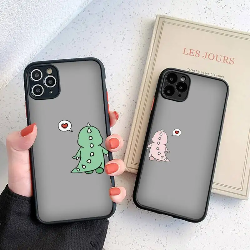 

Little dinosaur friend couple Phone Case matte transparent For iphone 7 8 11 12 plus mini x xs xr pro max cover