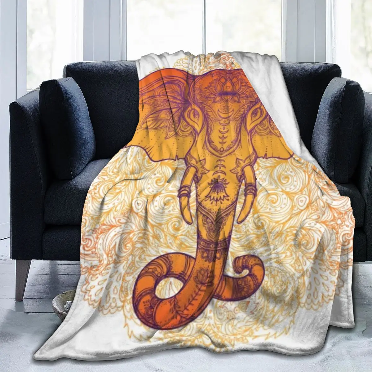 

Bohemian Elephant Mandala Pattern Flannel Fleece Blanket Throw Comfort Soft Blankets Decorative Home Dropship Wholesale Throw