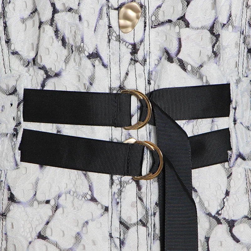 

High Quality 2020 Autumn New Fashion Double Waistband Printing Sexy Lantern Sleeve Long Dress Women