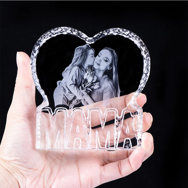 Персонализированные K9 Хрустальная рамка для фотографий MAMA 2D лазерная гравировка