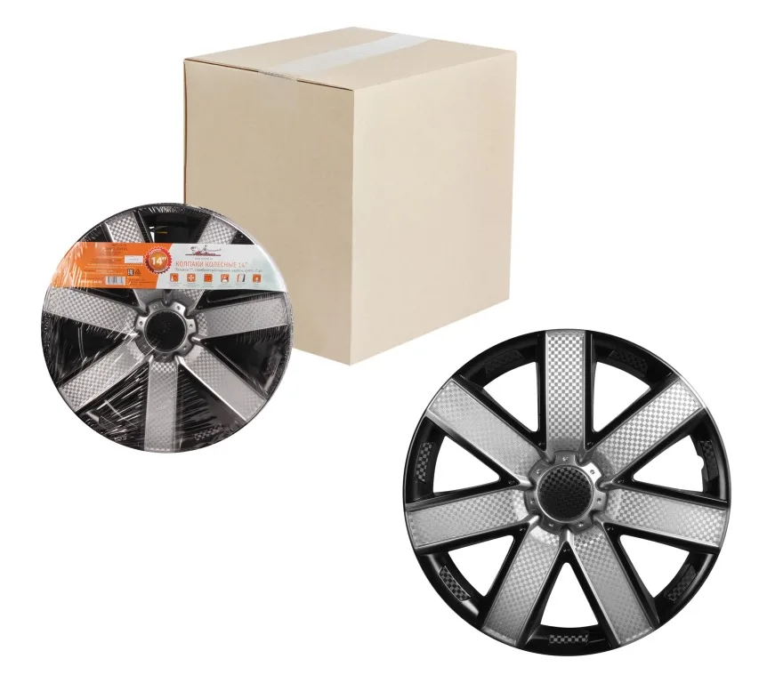 Колпаки колесные 16&quot &quotГелакси Т&quot серебристый/черный карбон компл. 2 шт. AIRLINE AWCC