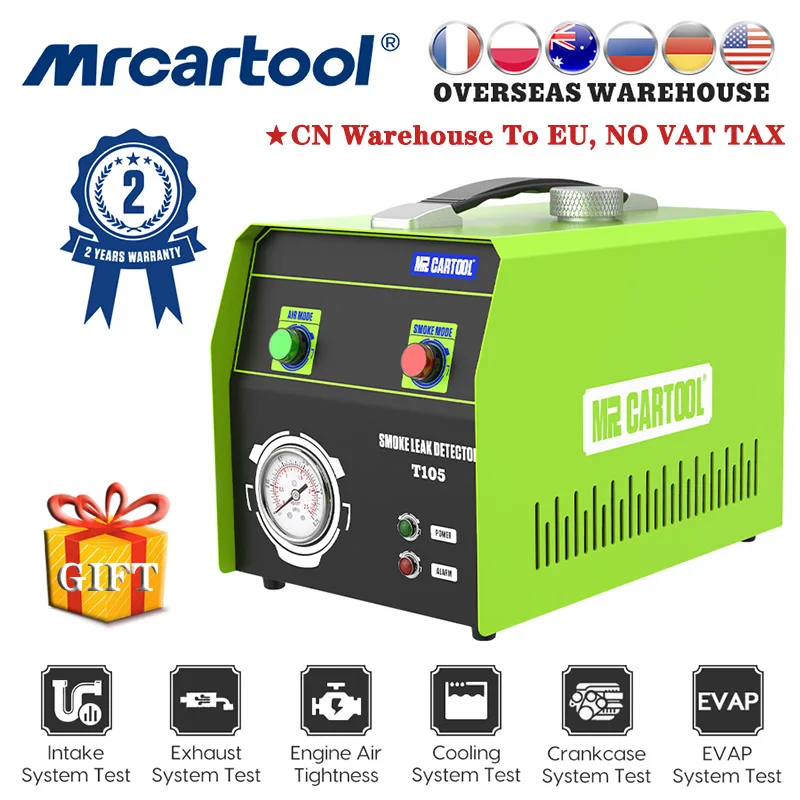 Генератор дыма MRCARTOOL T105 для автомобилей, тестер утечки топлива, Двухрежимная автомобильная система EVAP - изображение