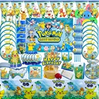 Реквизит для вечеринки в честь Дня Рождения с покемоном, соломенный баннер, товары для вечеринки в честь будущей матери, Топпер Пикачу, сюрприз для мальчика