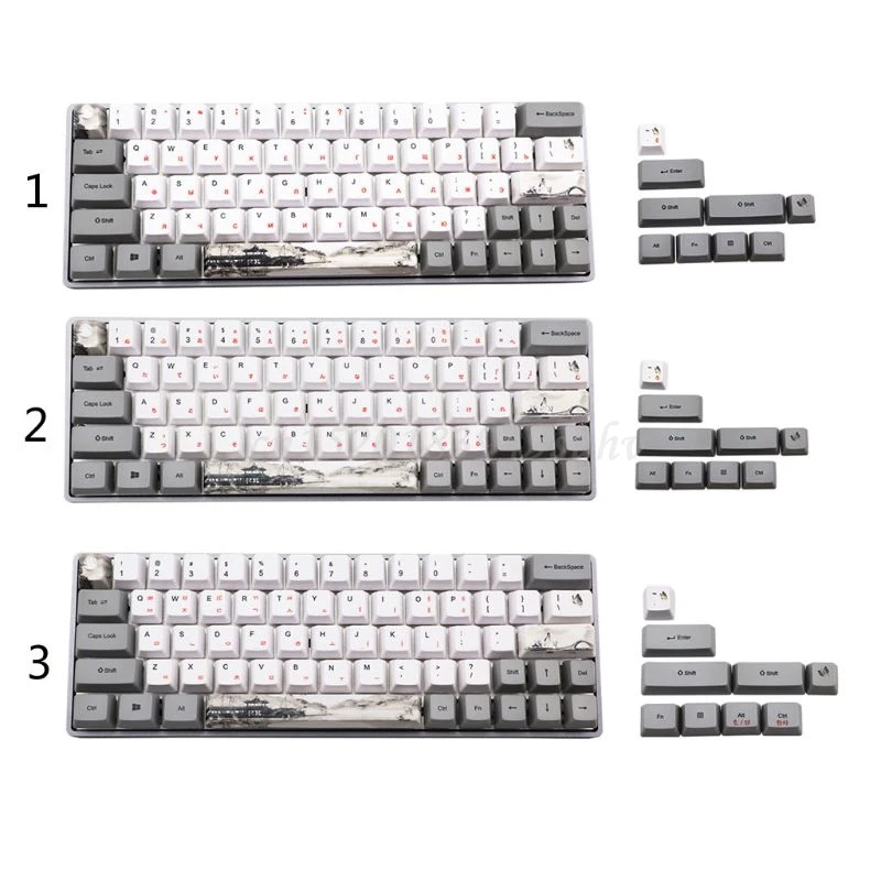 

73 key Ink Dye-Sublimation Mechanical Keyboard Cute Keycaps PBT OEM Profile Keycap For GH60 GK61 GK64 Keyboard Russian