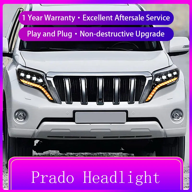 

Полный светодиодный для Toyota Prado передних фар 2014-2016 FJ150 светодиодный фары DRL налобный фонарь светодиодный высокий низкий пучок Аксессуары