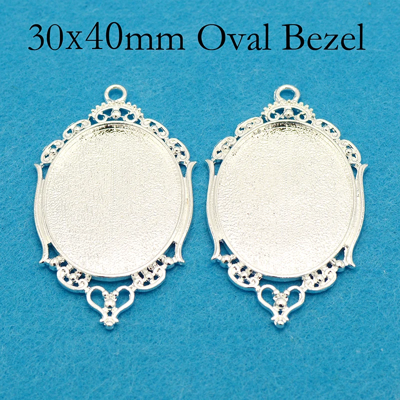 500 шт. Овальные Подвески 30x40 мм филигранная Као пустая рамка подвеска для кабошона