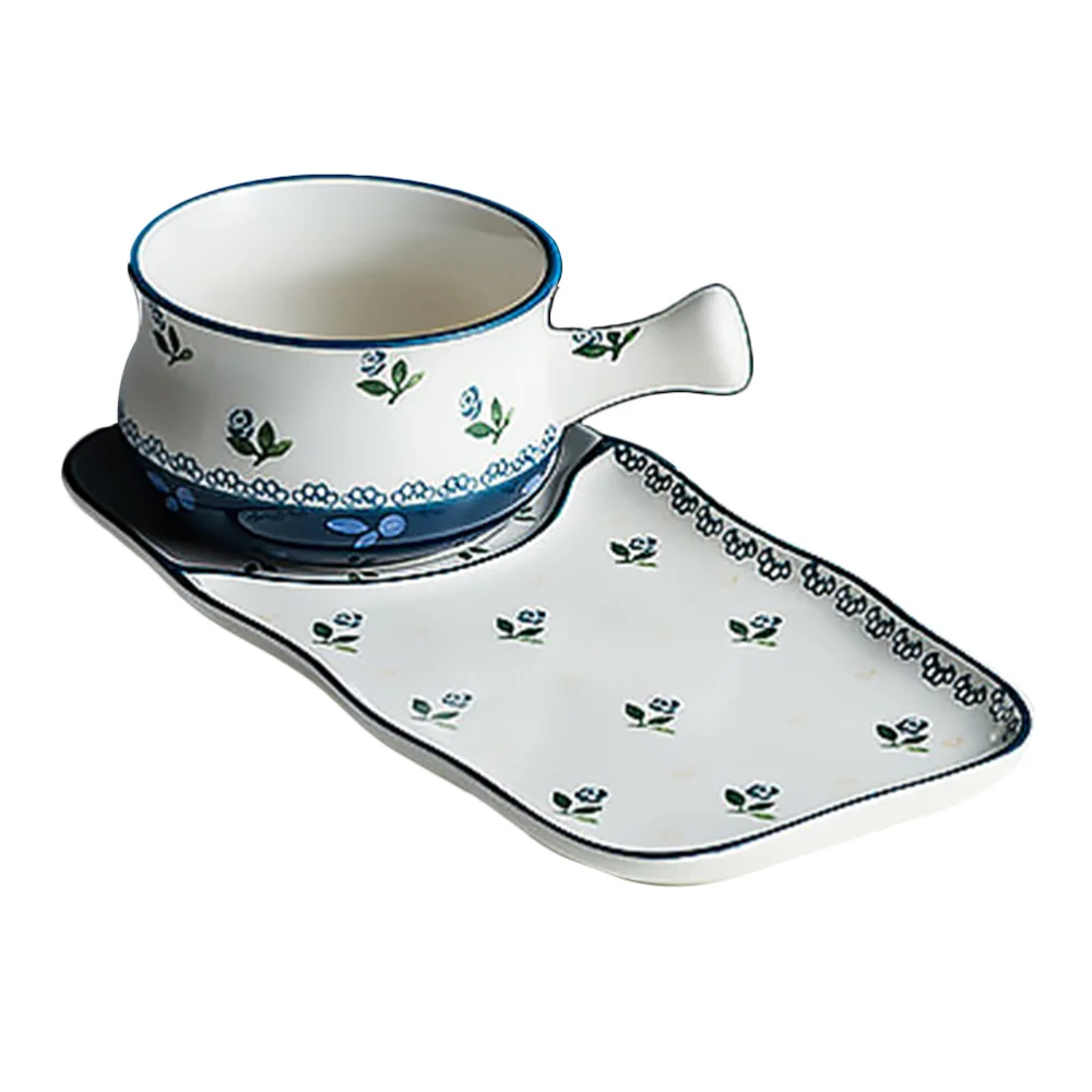 

1 Set of Ceramic Bowl Plate Home Tableware Set Dinner Bowl Ceramic Plate (Blue)