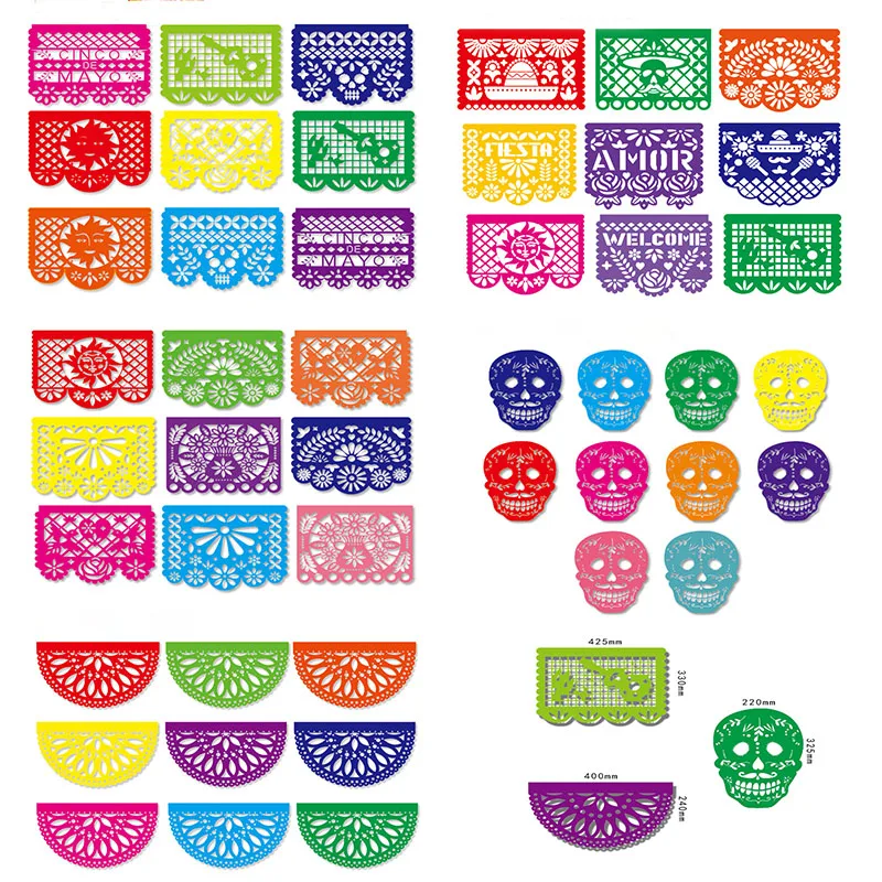 

NEW Mexican Theme Party Favors Decoration Skull Pattern Square Banner Decorated Felt Flags Garland Day of The Dead Banner